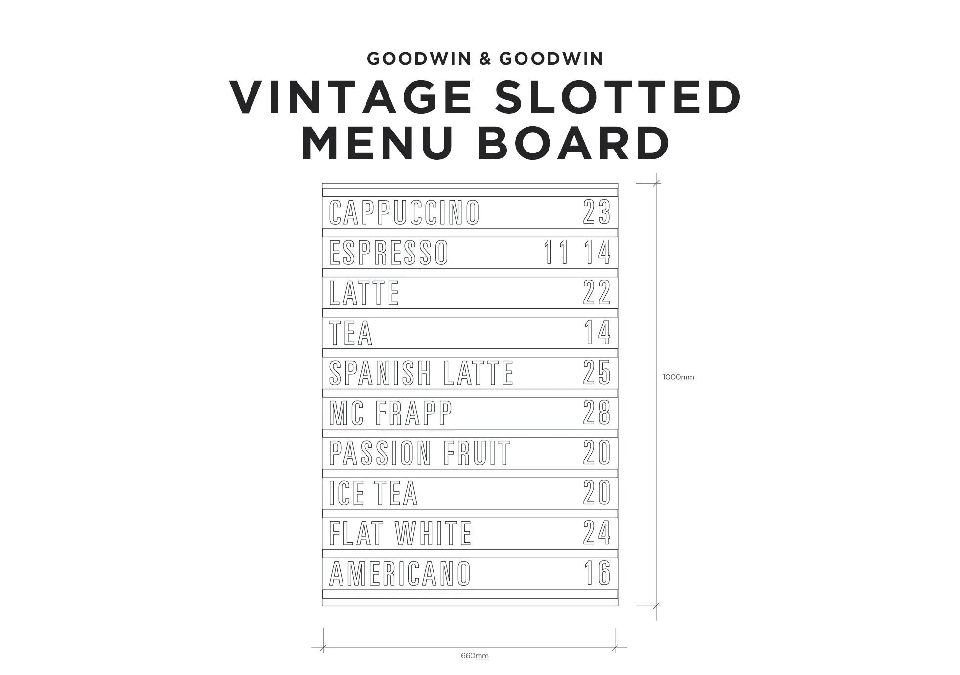 Vintage Slotted Menu Board