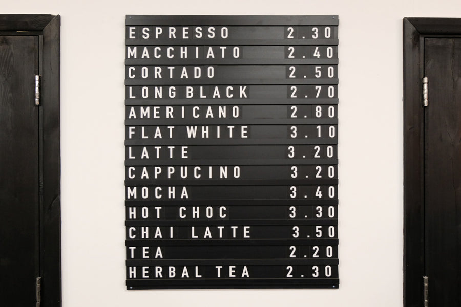 Black Menu Board with letter cards