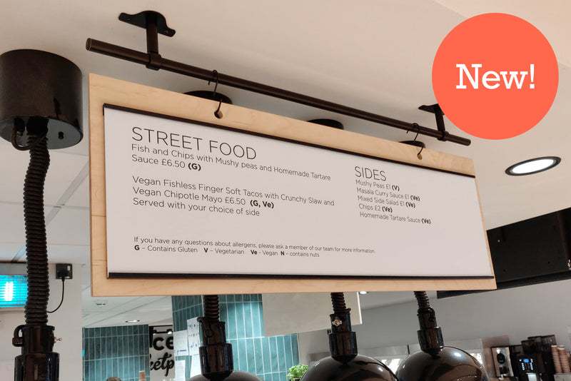 Hanging Rail Menu with Plywood Boards (Slide in Menus) - 1x Board (800mm h x 990mm w) Blank Menu