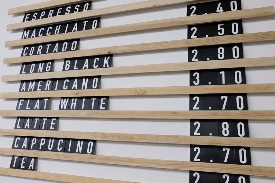 interchangable menu on wooden bars