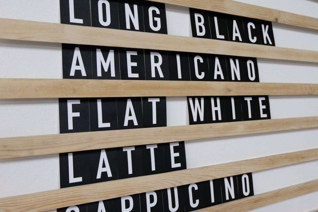 menu letters on wooden rails