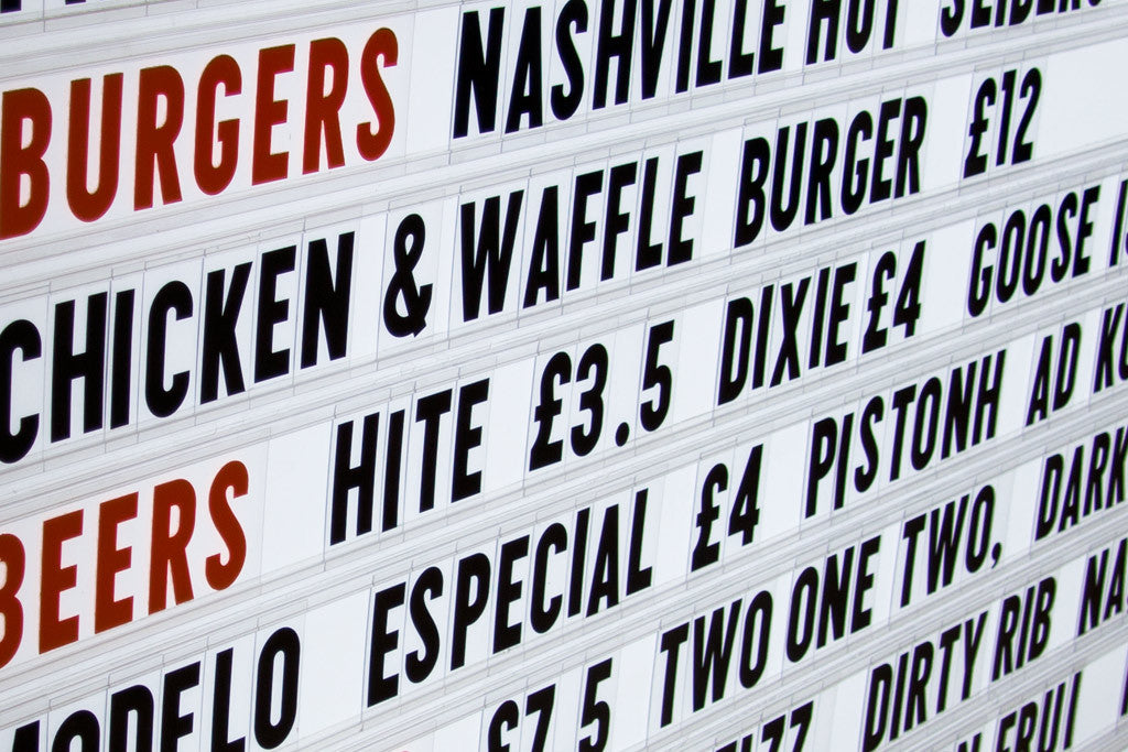 Custom Menu Light Box with Interchangeable Letters