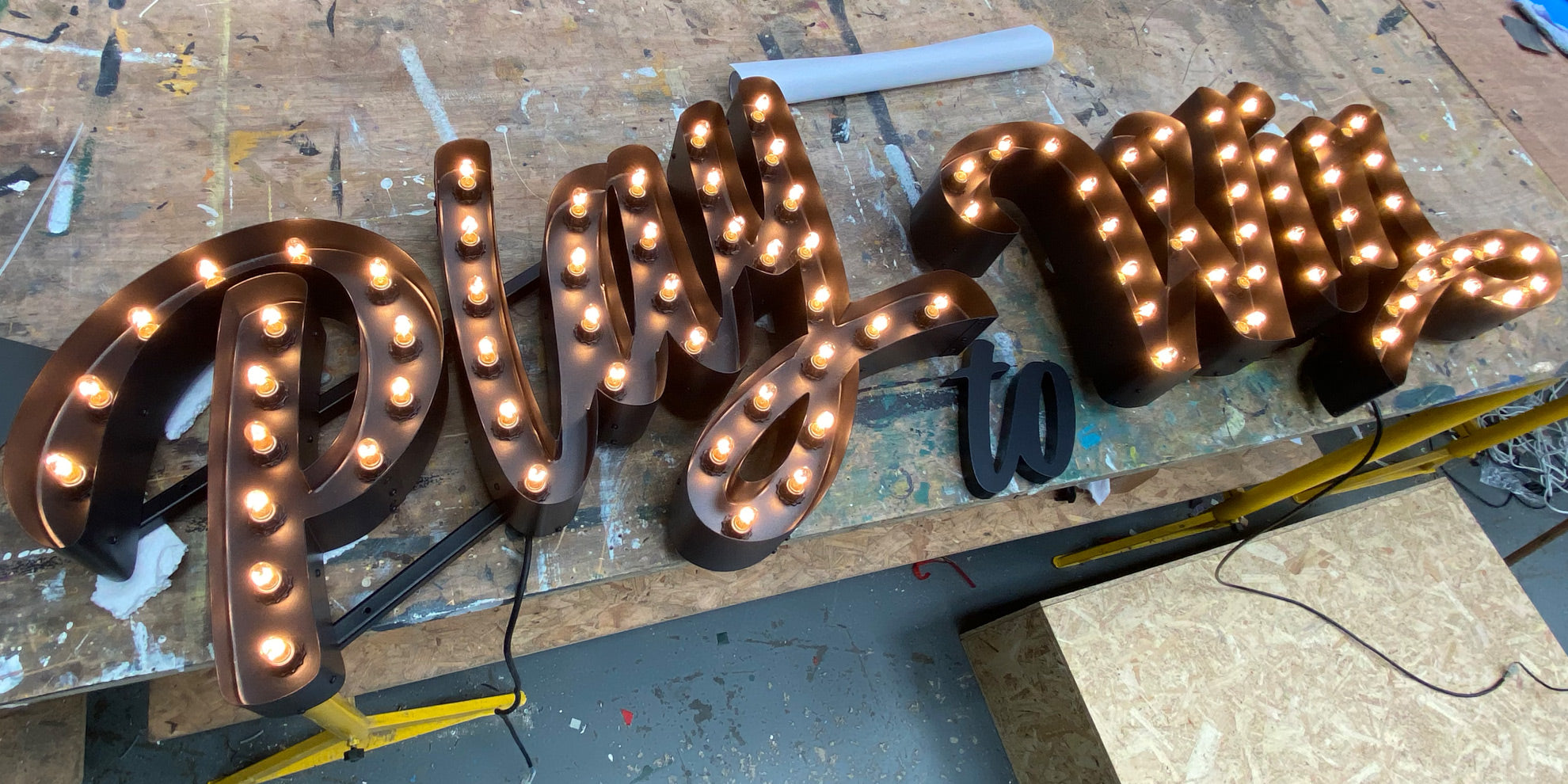 Black light up letters