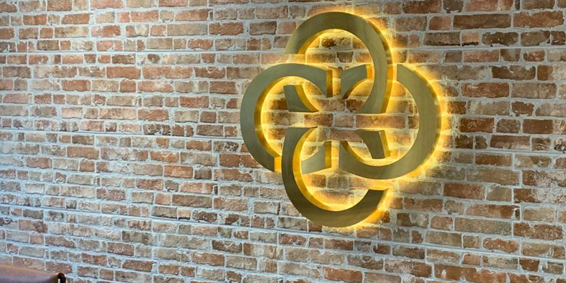 Brushed Brass Illuminated Logo