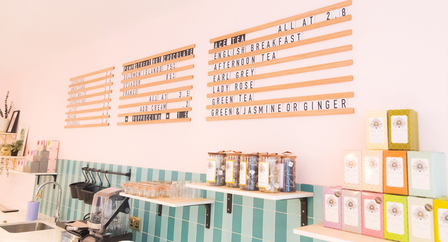 Café wooden menu letters
