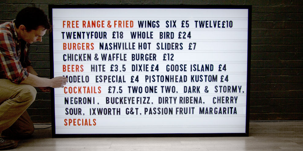 diner menu lightbox
