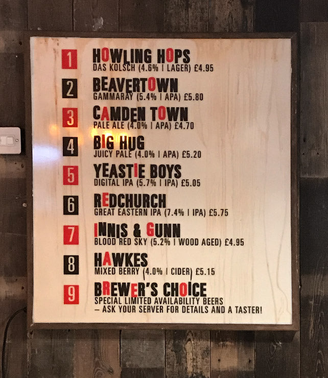 industrial restaurant menu