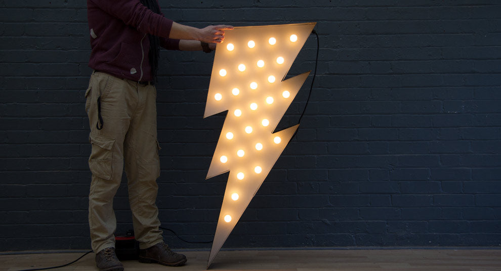 lightning strike bulb sign