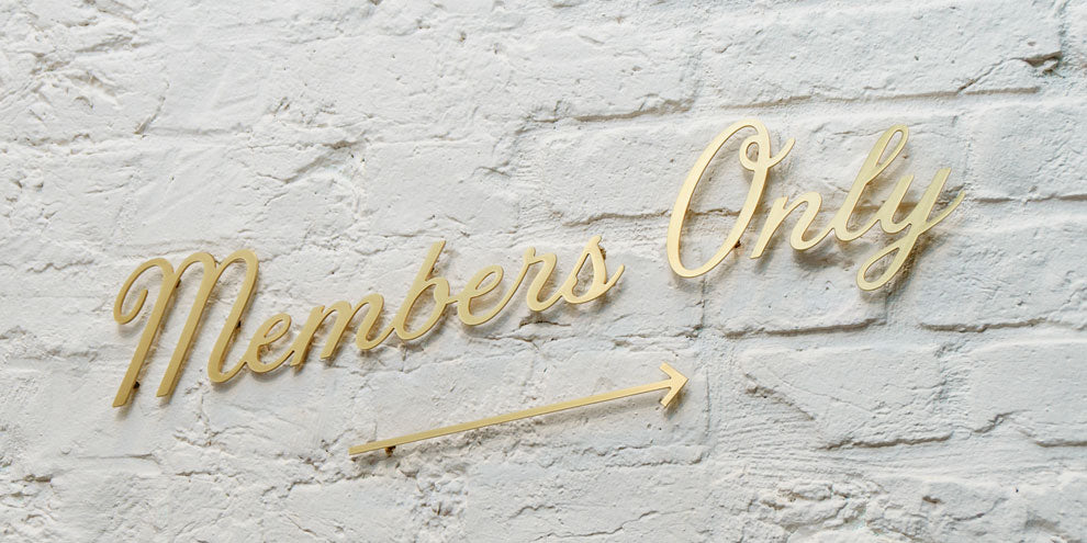 Members Only Brass Sign for The Wing