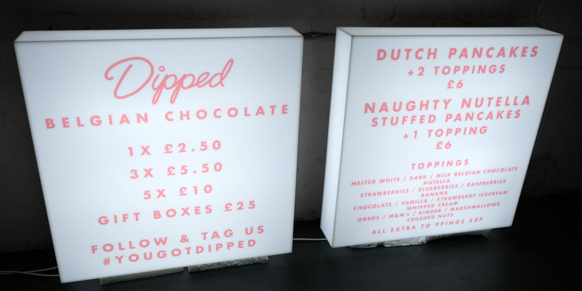 Menu Light box