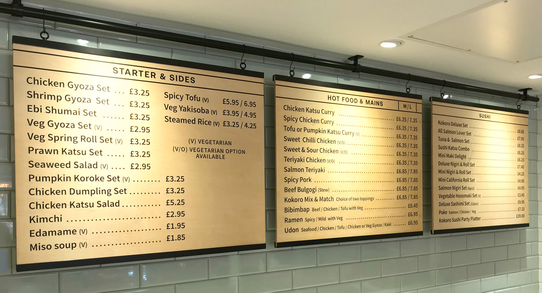 Black scaffolding/plywood menu