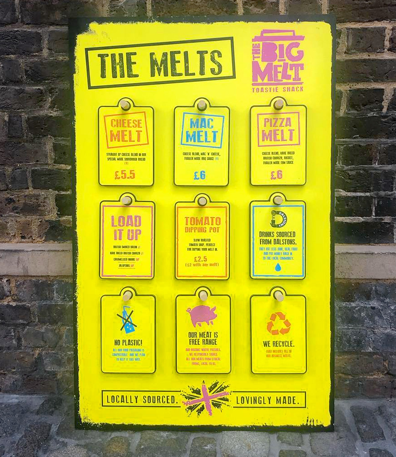Yellow Printed Peg Board Menus